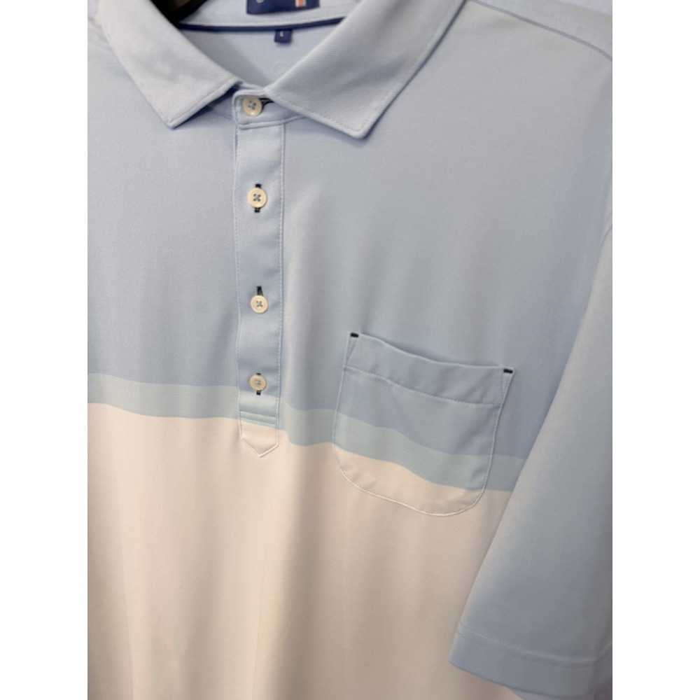 Stitch golf Men's Polo Shirt Size XL, blue White Colorblock great condition - Picture 2 of 5
